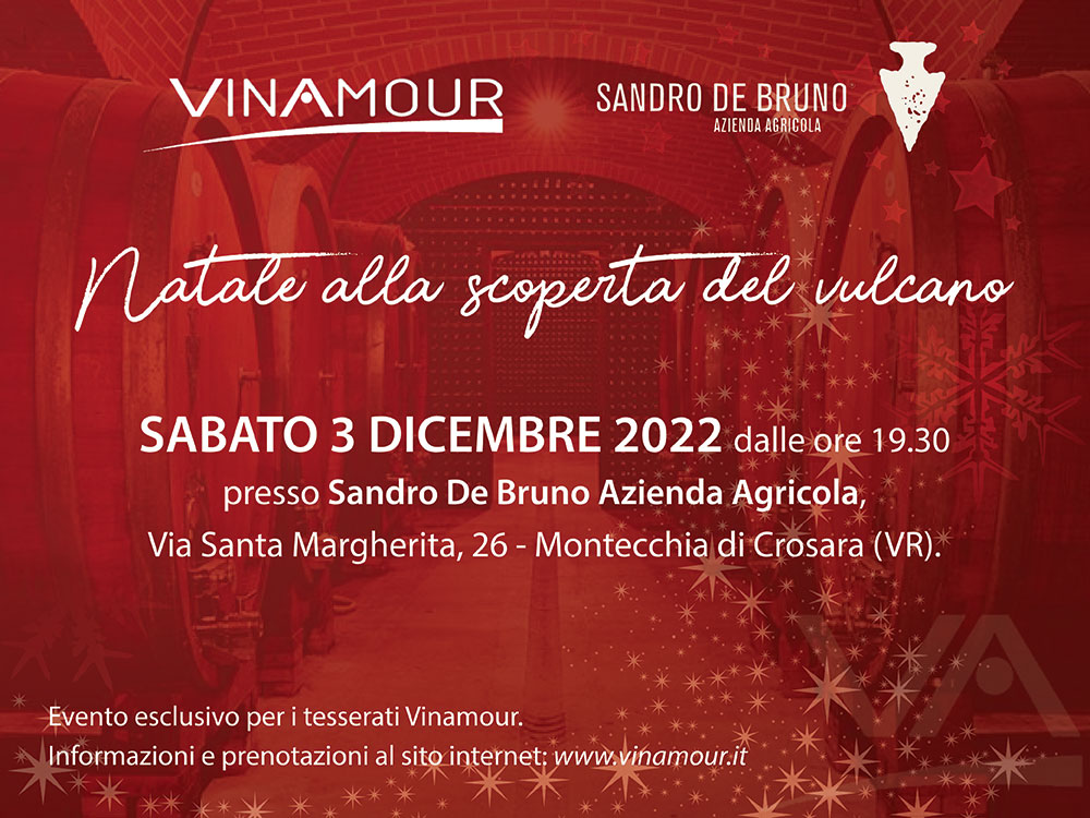 Natale alla scoperta del vulcano. Vinamour cena di Natale 2022 presso Sandro De Bruno Azienda Agricola